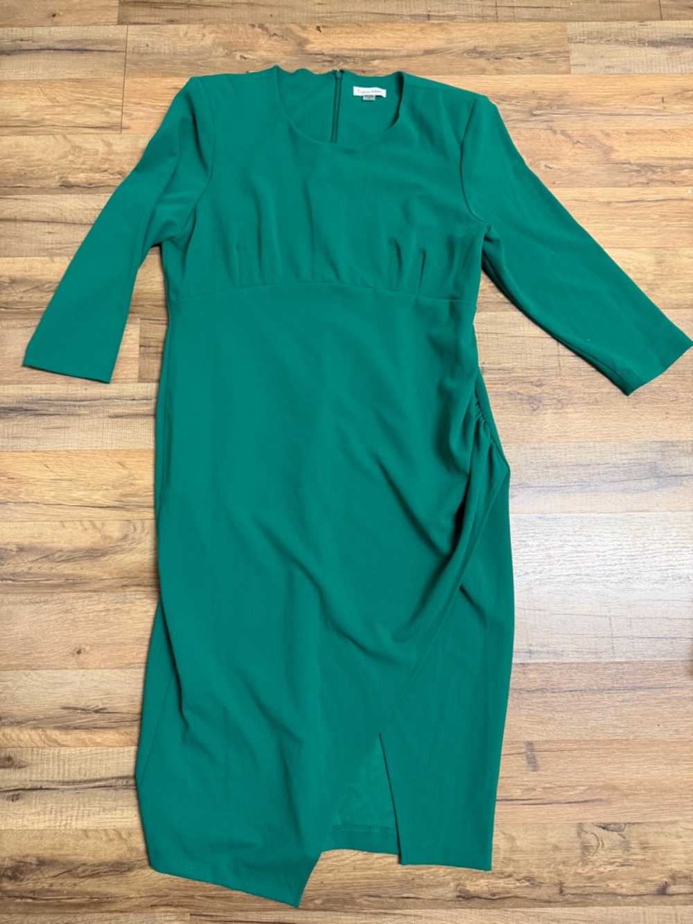 Calvin Klein Emerald Green 3/4 Sleeve Sheath Dress